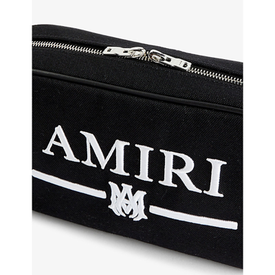 Shop Amiri Black Branded Detachable-strap Canvas Cross-body Bag
