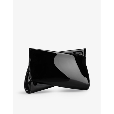 Shop Christian Louboutin Loubitwist Small Patent-leather Clutch Bag In Black