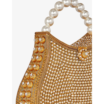 Shop Mae Cassidy Nimmi Metal-blend Top-handle Bag In Pearl / Antique Gold