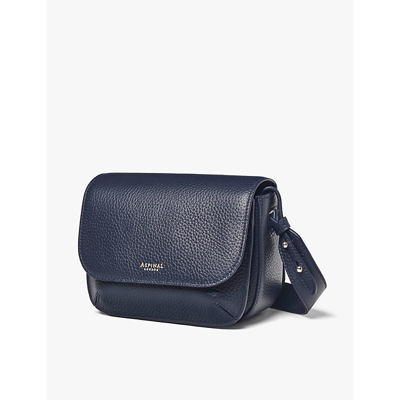 Aspinal Of London Womens Navy Ella Logo-embossed Leather Cross-body Bag In Navy