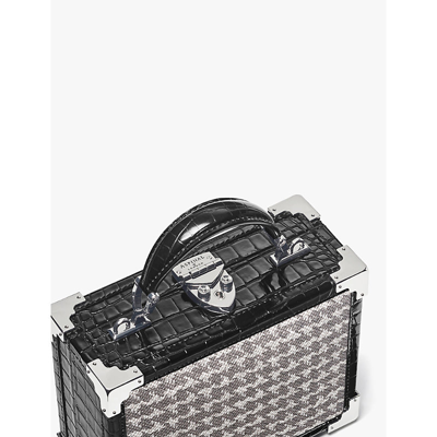 Shop Aspinal Of London Black The Trunk Dogtooth-pattern Leather Cross-body Bag
