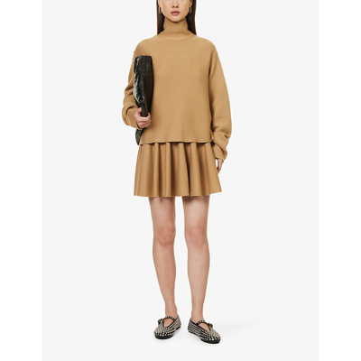 Khaite Ulli Wool-blend Mini Skirt In Nougat