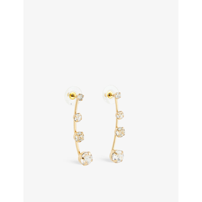 Shop Lelet Ny Women's Gold Ball 14ct Yellow Gold-plated Metal And Swarovski Crystal Earrings