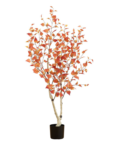 Nearly Natural 5ft Autumn Oak Artificial Tree In Orange