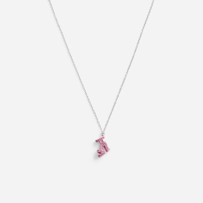 Shop Coach Stiletto Pendant Necklace In Silver/pink