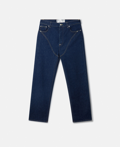 Shop Stella Mccartney Platinum Dream Embroidered Mid-rise Straight-leg Denim Jeans In Dark Blue