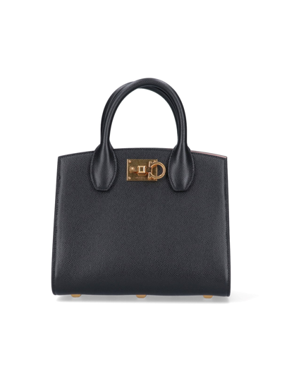 Shop Ferragamo 'studio Box' Top Handle Bag In Black  