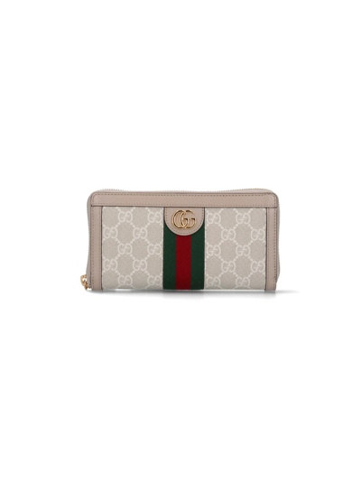 Shop Gucci "ophidia Gg" Wallet In Beige