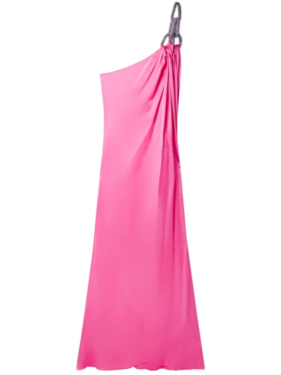 Shop Stella Mccartney Double Satin One-shoulder Dress In ピンク