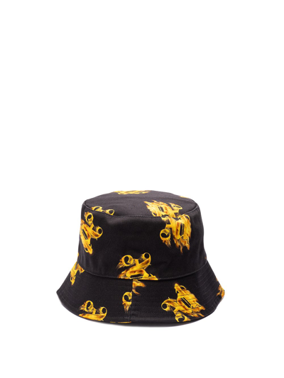Shop Palm Angels `all Burning Monogram` Bucket Hat In Black  