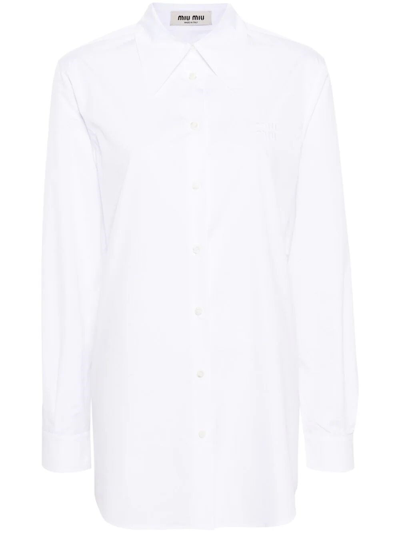 Shop Miu Miu Popeline Shirt In White