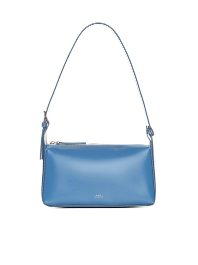 Shop Apc A.p.c. Virginie Zipped Shoulder Bag In Blue