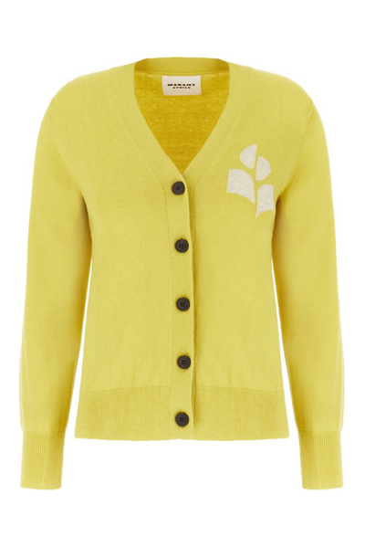 Shop Isabel Marant Étoile Logo Intarsia Buttoned Cardigan In Yellow