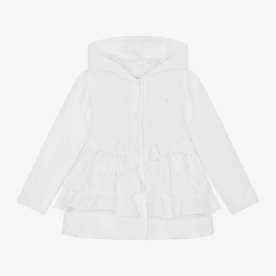 Shop Patachou Girls White Frilled Hooded Coat