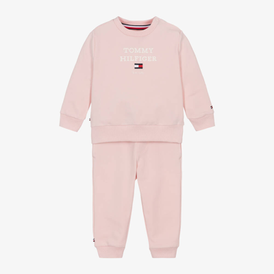 Shop Tommy Hilfiger Girls Pink Organic Cotton Baby Tracksuit
