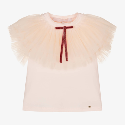 Shop Junona Girls Pink Cotton & Tulle T-shirt