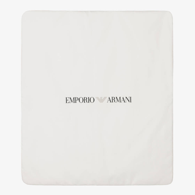 Shop Emporio Armani Ivory Padded Blanket (74cm)