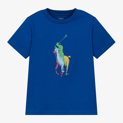 Shop Ralph Lauren Boys Blue Cotton T-shirt