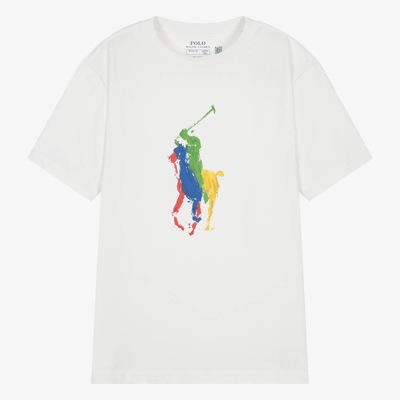 Shop Ralph Lauren Teen Boys White Cotton T-shirt