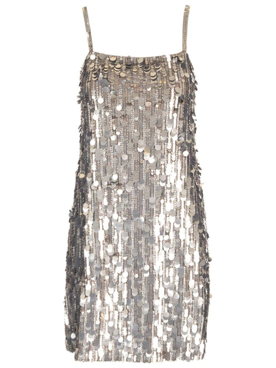 Shop P.a.r.o.s.h . Sequin Embellished Sleeveless Mini Dress In Silver