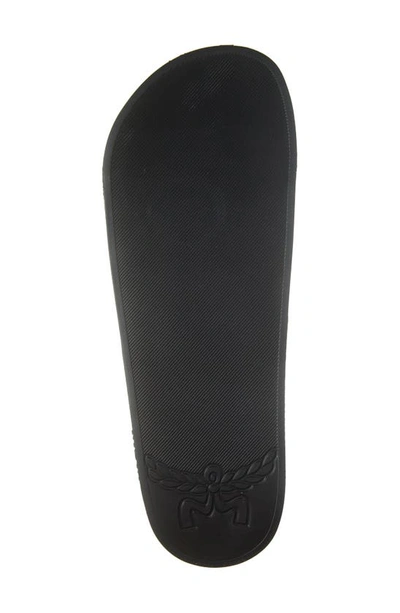 Shop Mcm Monogram Slide Sandal In Black/black