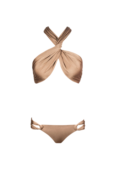 Shop Sara Cristina Wrap Bikini In Bronze In Brown