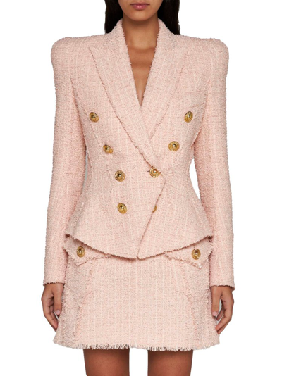 Shop Balmain Jolie Madame Tweed Jacket In Pink