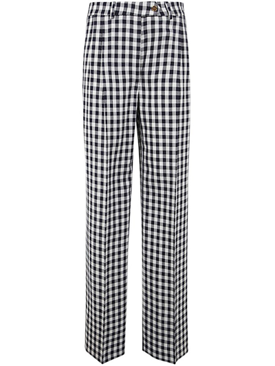Shop Etro Gingham Printed Mid Rise Trousers In Multi
