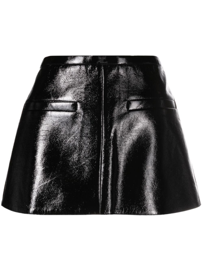 Shop Courrèges Heritage Vinyl Mini Skirt - Women's - Polyurethane/cotton/spandex/elastane/cupro In Black