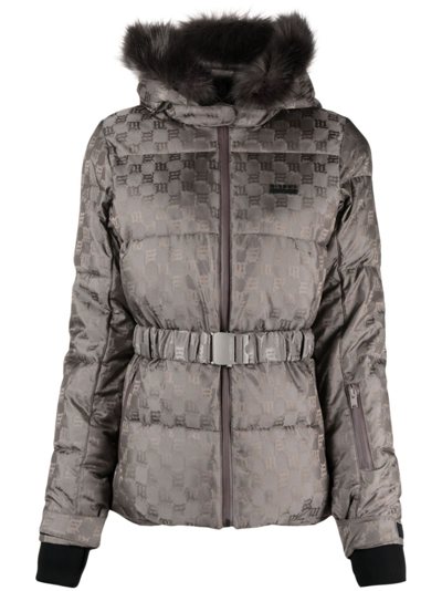 Shop Misbhv Grey Logo Jacquard Padded Ski Jacket