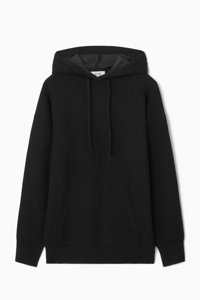 Shop Cos Double-faced Knitted Hoodie In Black