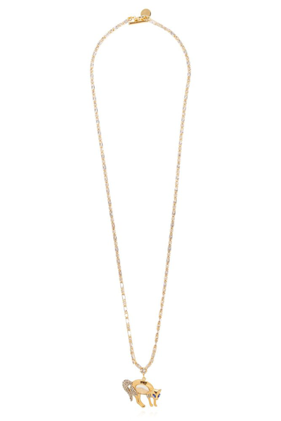 Shop Marni Cat Charm Necklace In Gold