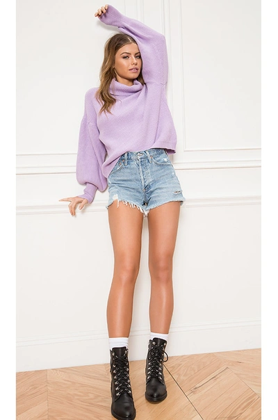 Superdown Frankie Knit Sweater In Lavender