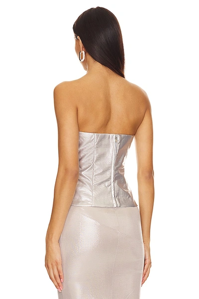 Shop Superdown Novi Faux Leather Corset In Silver Metallic