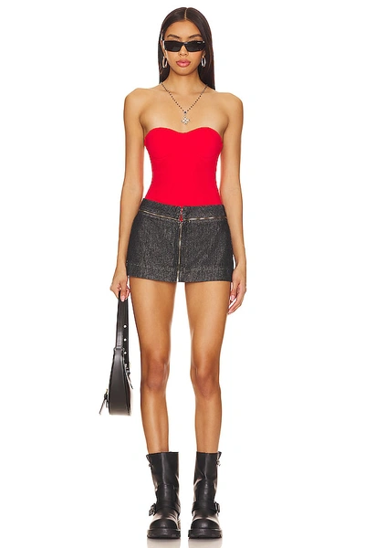 Shop Superdown Stef Bustier Bodysuit In Red