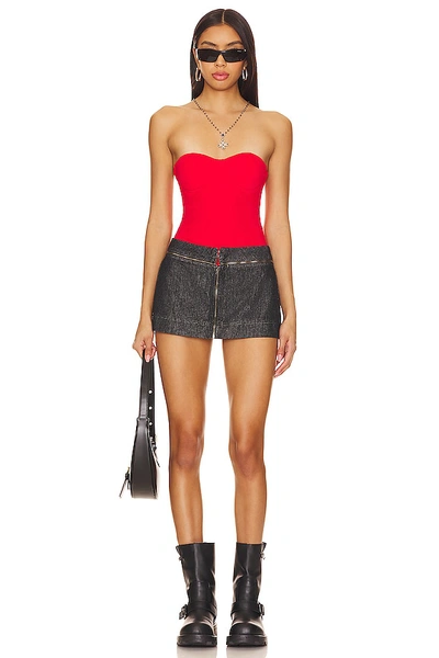 Superdown Stef Bustier Bodysuit In Red