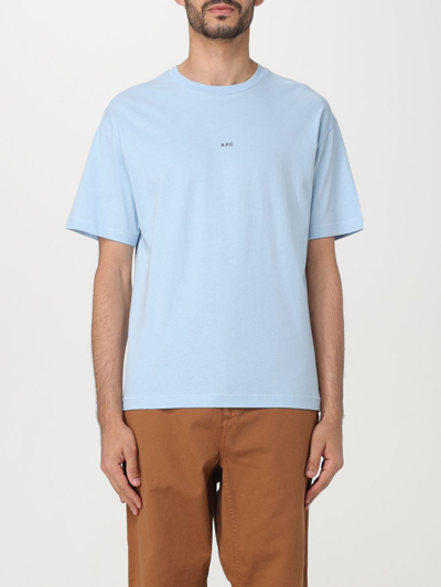 Shop Apc T-shirt A.p.c. Men Color Gnawed Blue In Hellblau