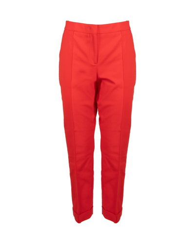Shop Moschino High Waist Cropped Trousers In Red