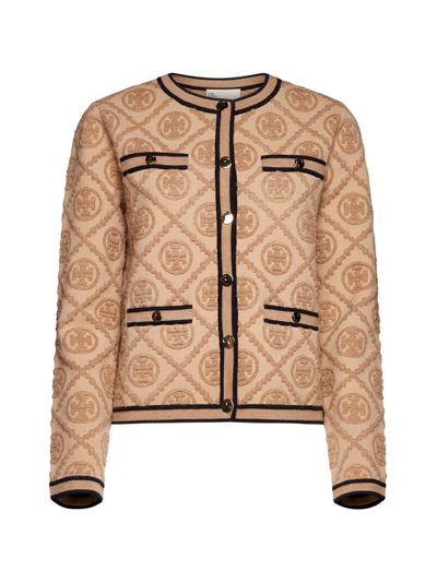 Shop Tory Burch Crewneck Button In Brown