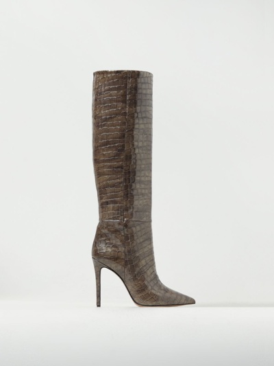 Shop Anna F Crocodile Print Patent Leather Boots In Black