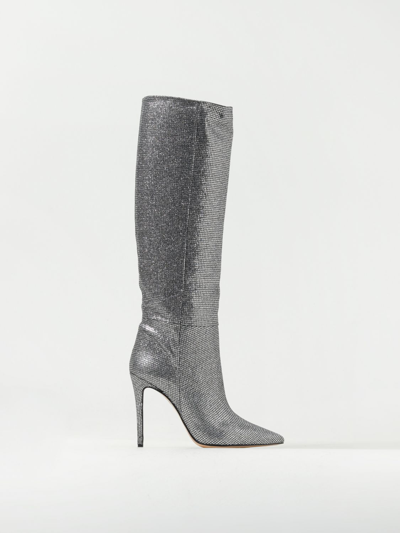 Shop Anna F Leather Boots With All-over Glitter In White