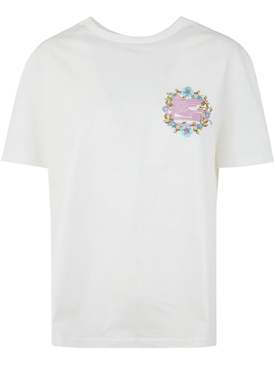 Shop Etro Pegaso Embroidered Crewneck T In White