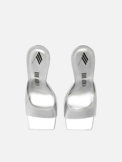 Attico Chic Slip-on Pyramidal Wedge Sandals With 10.5 Cm Heel In Silver/crystal