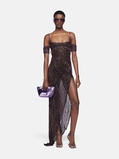 Attico The  Dresses Gend - Dark Purple Long Dress Dark Purple Main Fabric: 100% Polyamide, Embroidery In Dark Purple