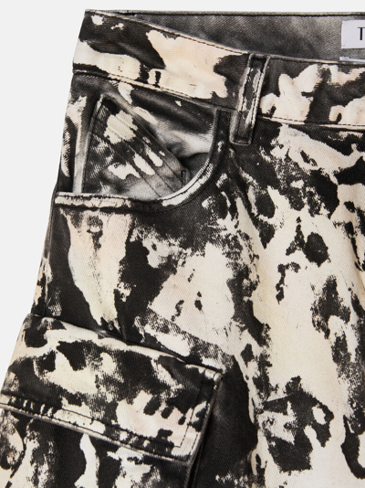 Attico Fern Printed Wide-leg Cargo Jeans In Black/white/soft Pink