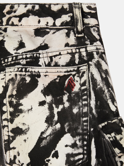 Attico Fern Printed Wide-leg Cargo Jeans In Black/white/soft Pink