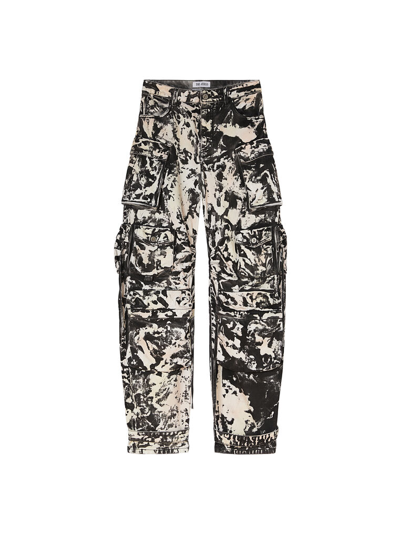 Shop Attico ''fern'' Black, White And Soft Pink Long Pants In Black/white/soft Pink