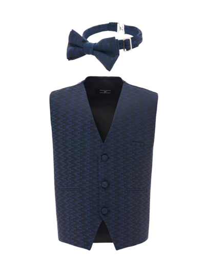 Shop Moustache Little Boy's & Boy's Geometric Vest & Bow-tie In Navy