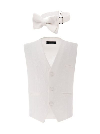 Shop Moustache Little Boy's & Boy's Vest & Bow-tie In Cream