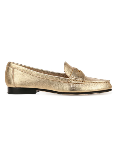Shop Veronica Beard Women's Metallic Leather Penny Loafers In Gold